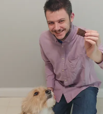 Dustin with his dog, Maple